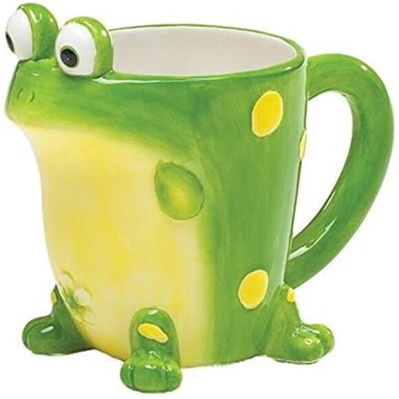 Burton Frog Coffee Mug with Gift Box, Green Porcelain Ceramic Cup - Picture 2 of 4